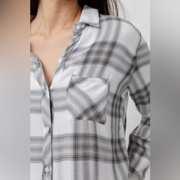 Rails | Hunter Button Down Plaid Flannel White Ash Mint Small Fall Cozy Campfire - Picture 4 of 12